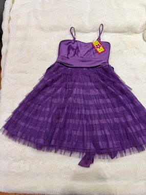 Stellah Purple Smocked Strap Dress